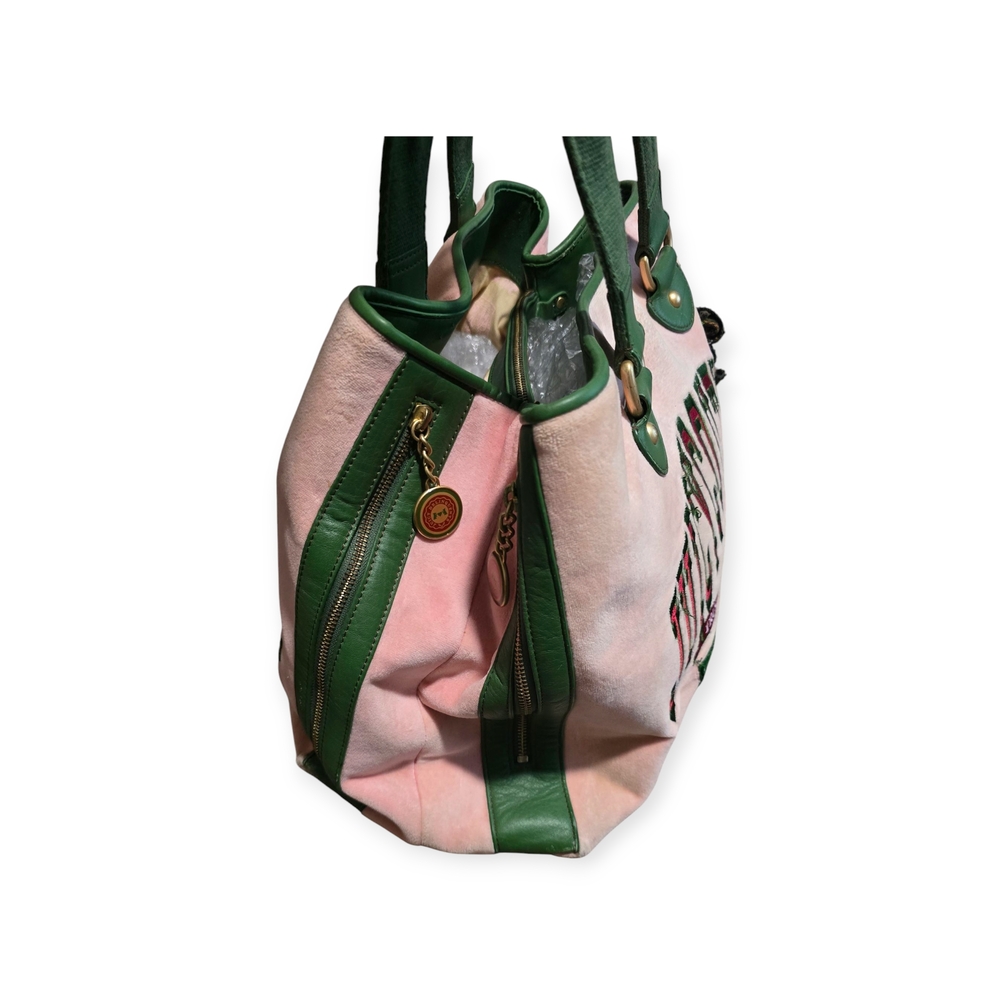 RARE VINTAGE Juicy Couture University Pink and Green Tote Bag - Picture 3 of 10